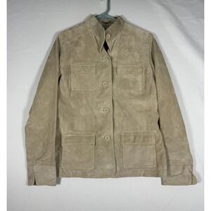 NWT Eddie Bauer Seattle Suede Leather Jacket Women's Medium Wheat Retro Coat